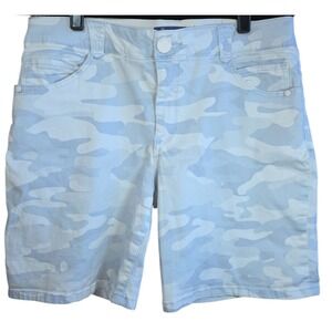 Democracy "Ab"Solution Shorts‎ Women 12P Light Camo Blue 9" Inseam Petite 7"